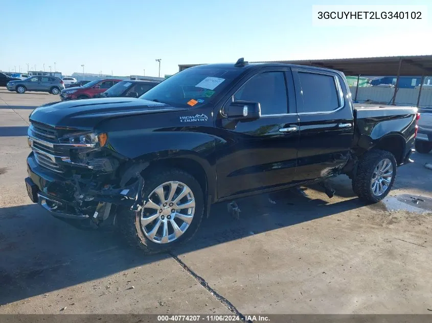 2020 Chevrolet Silverado 1500 4Wd Short Bed High Country VIN: 3GCUYHET2LG340102 Lot: 40774207