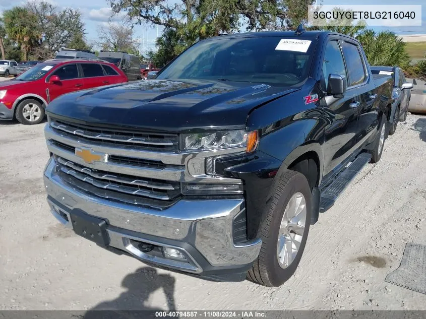 2020 Chevrolet Silverado 1500 4Wd Standard Bed Ltz VIN: 3GCUYGET8LG216040 Lot: 40794587