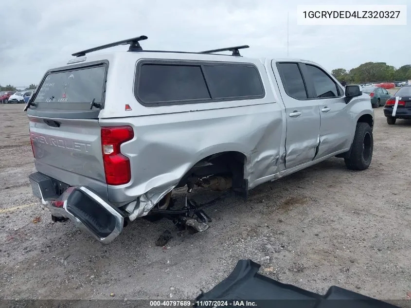 2020 Chevrolet Silverado 1500 4Wd Standard Bed Lt VIN: 1GCRYDED4LZ320327 Lot: 40797689