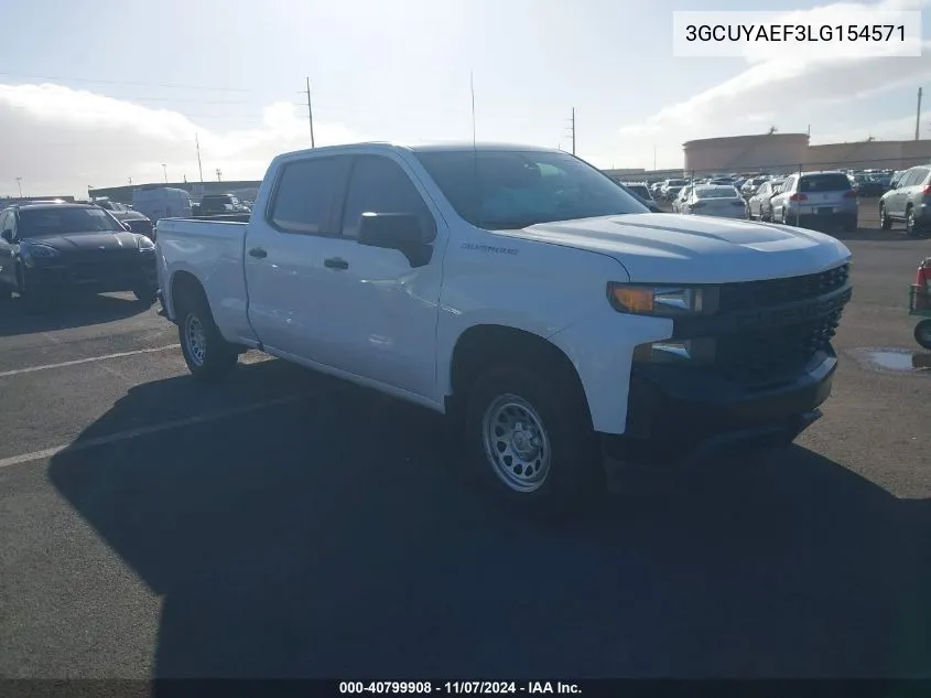 2020 Chevrolet Silverado 1500 4Wd Standard Bed Wt VIN: 3GCUYAEF3LG154571 Lot: 40799908