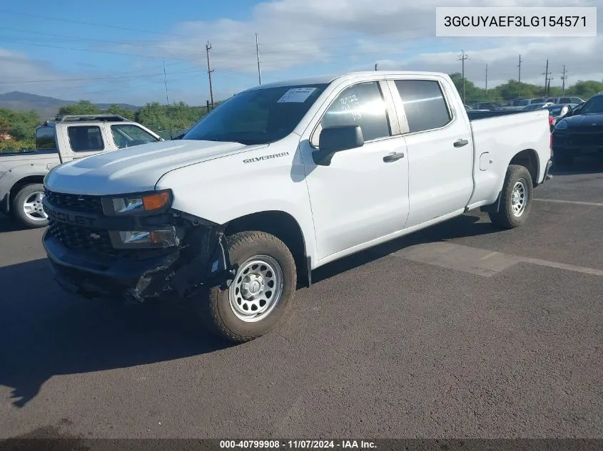 2020 Chevrolet Silverado 1500 4Wd Standard Bed Wt VIN: 3GCUYAEF3LG154571 Lot: 40799908