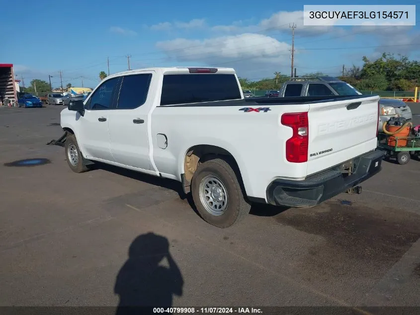 2020 Chevrolet Silverado 1500 4Wd Standard Bed Wt VIN: 3GCUYAEF3LG154571 Lot: 40799908