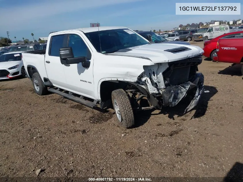 2020 Chevrolet Silverado 2500Hd 2Wd Standard Bed Wt VIN: 1GC1WLE72LF137792 Lot: 40807792