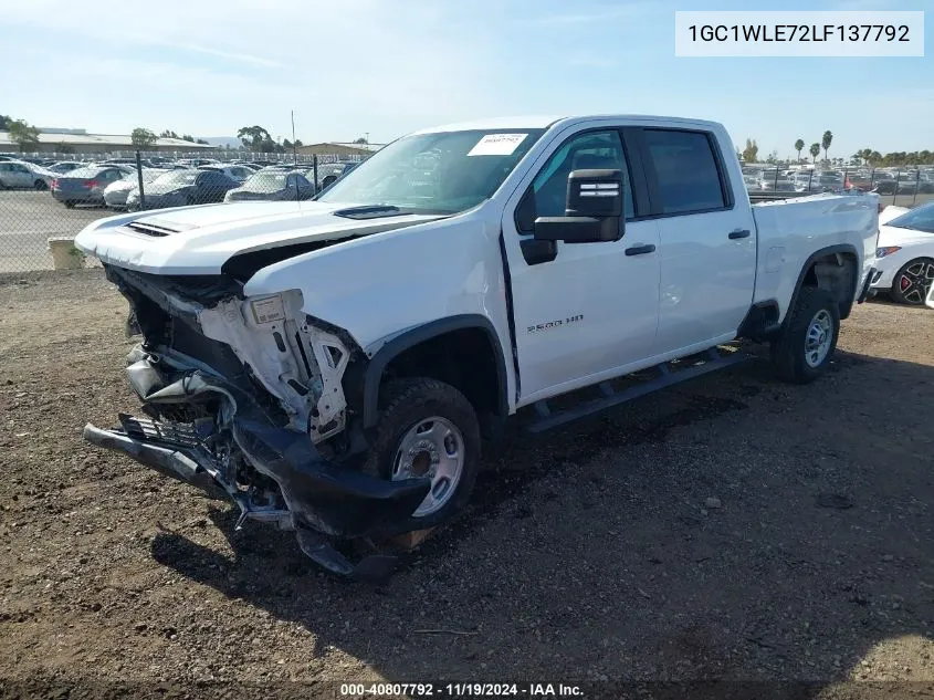 2020 Chevrolet Silverado 2500Hd 2Wd Standard Bed Wt VIN: 1GC1WLE72LF137792 Lot: 40807792