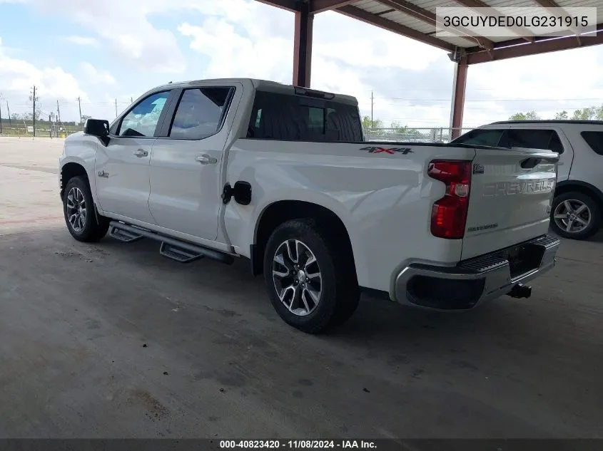 2020 Chevrolet Silverado 1500 4Wd Short Bed Lt VIN: 3GCUYDED0LG231915 Lot: 40823420