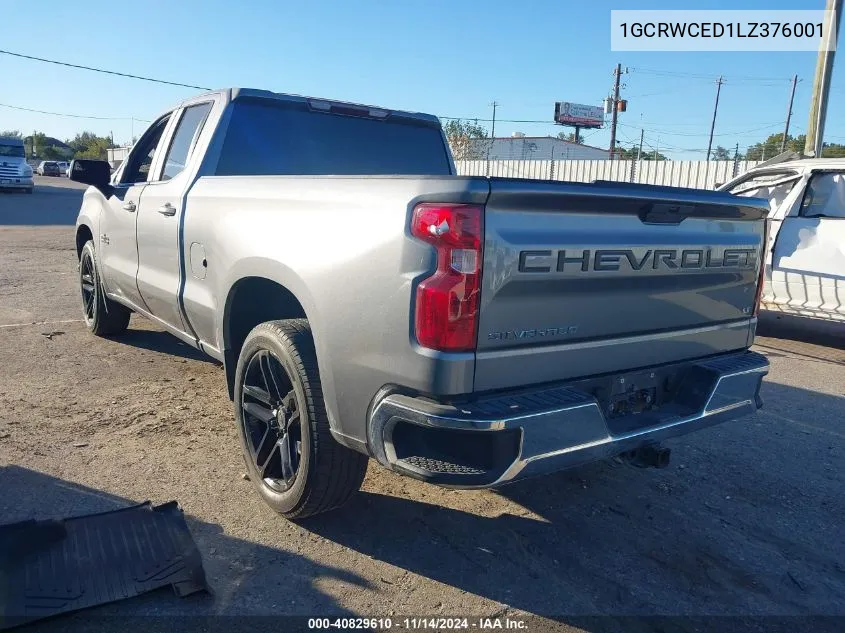 2020 Chevrolet Silverado 1500 2Wd Standard Bed Lt VIN: 1GCRWCED1LZ376001 Lot: 40829610