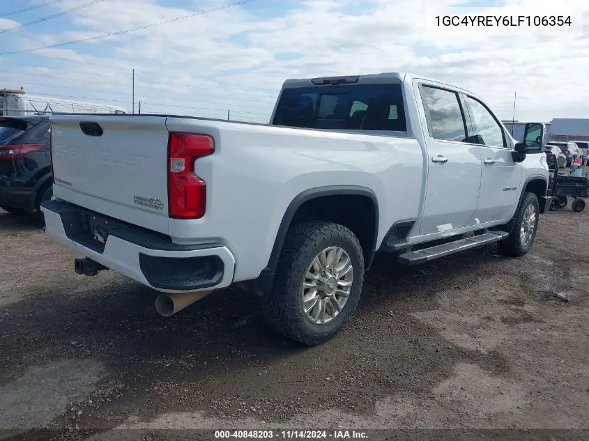 2020 Chevrolet Silverado 2500Hd 4Wd Standard Bed High Country VIN: 1GC4YREY6LF106354 Lot: 40848203