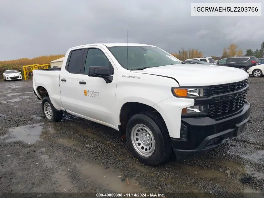 2020 Chevrolet Silverado 1500 2Wd Standard Bed Wt VIN: 1GCRWAEH5LZ203766 Lot: 40859398