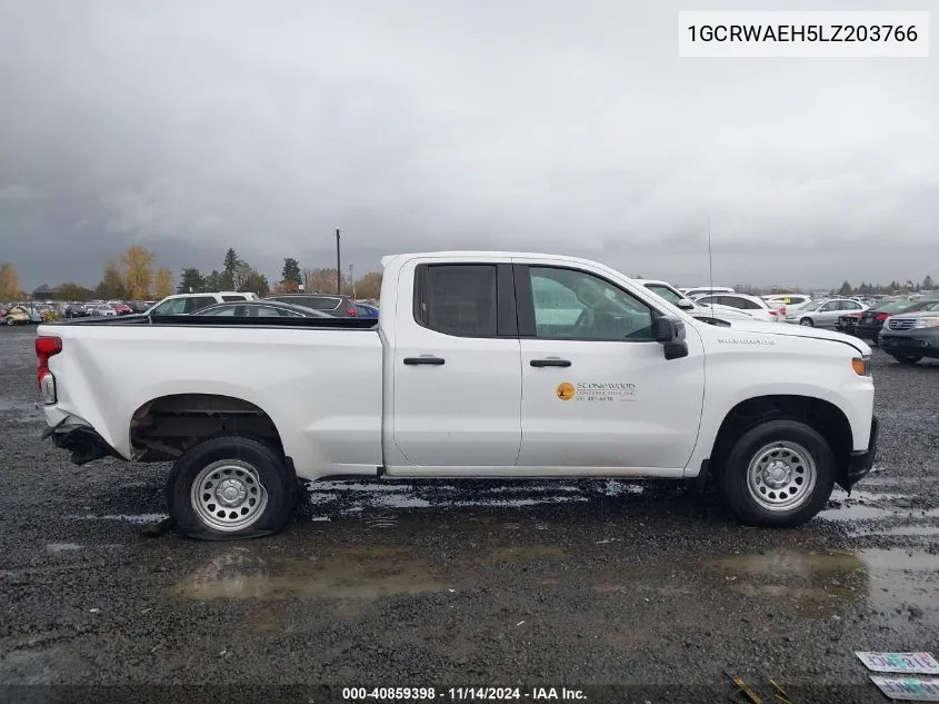 2020 Chevrolet Silverado 1500 2Wd Standard Bed Wt VIN: 1GCRWAEH5LZ203766 Lot: 40859398