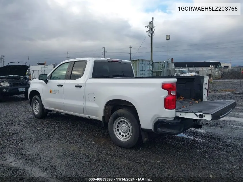 2020 Chevrolet Silverado 1500 2Wd Standard Bed Wt VIN: 1GCRWAEH5LZ203766 Lot: 40859398