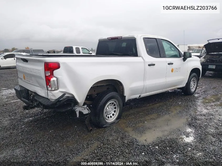 2020 Chevrolet Silverado 1500 2Wd Standard Bed Wt VIN: 1GCRWAEH5LZ203766 Lot: 40859398