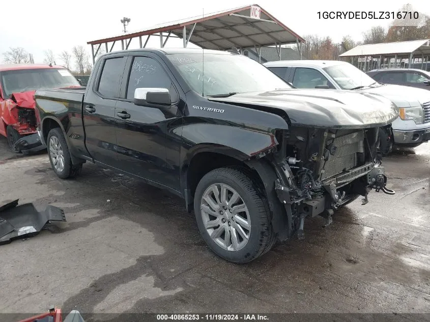 2020 Chevrolet Silverado 1500 4Wd Standard Bed Lt VIN: 1GCRYDED5LZ316710 Lot: 40865253