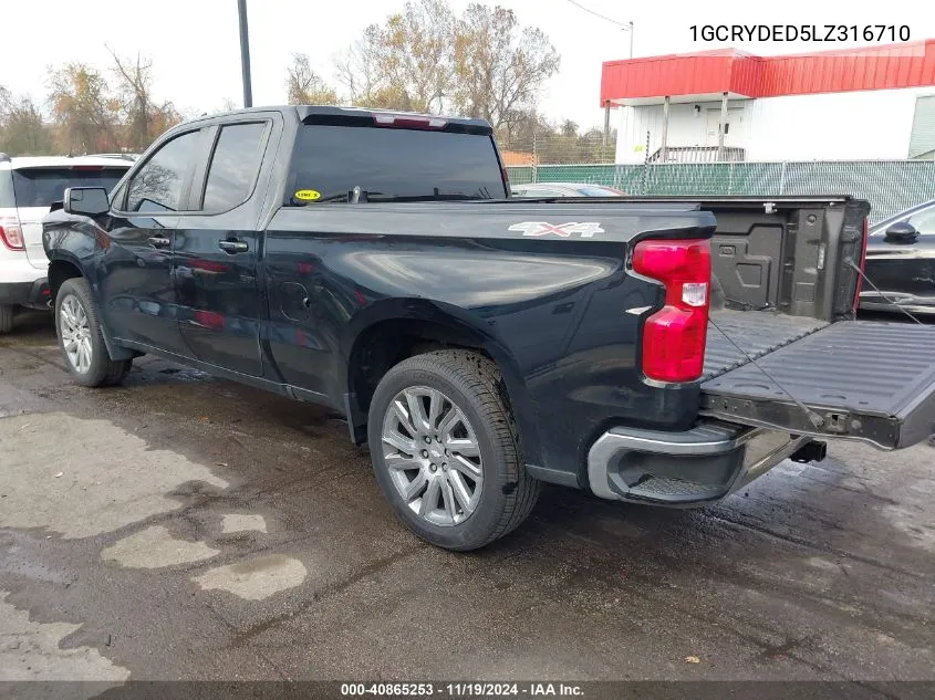 2020 Chevrolet Silverado 1500 4Wd Standard Bed Lt VIN: 1GCRYDED5LZ316710 Lot: 40865253