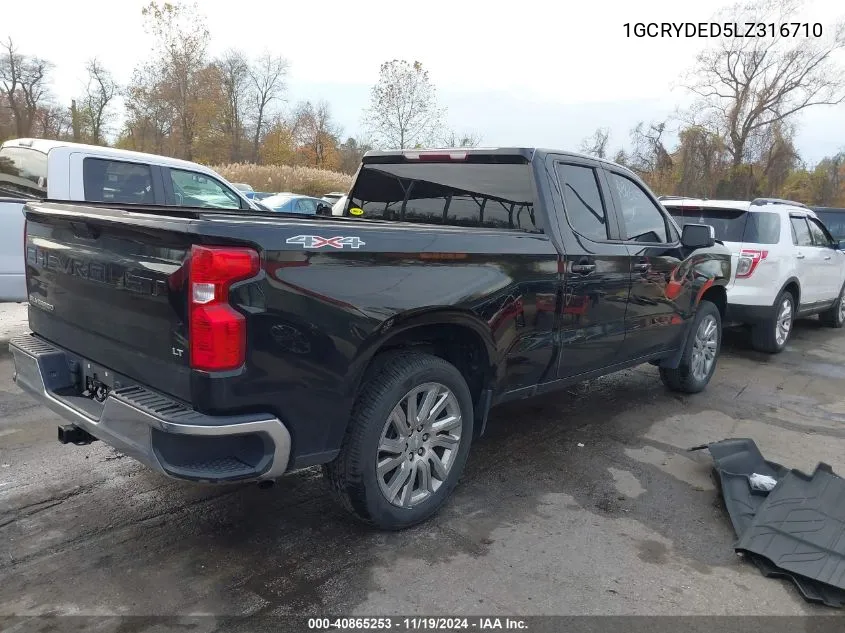 2020 Chevrolet Silverado 1500 4Wd Standard Bed Lt VIN: 1GCRYDED5LZ316710 Lot: 40865253