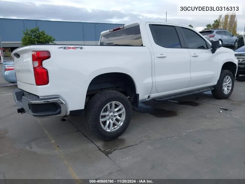 2020 Chevrolet Silverado 1500 4Wd Short Bed Lt VIN: 3GCUYDED3LG316313 Lot: 40885760