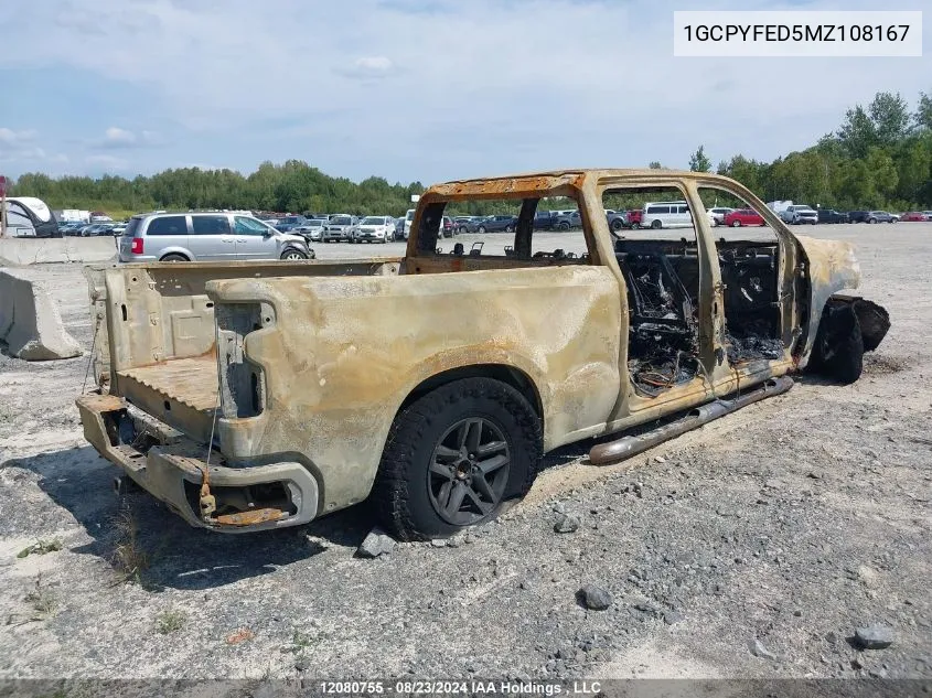 2021 Chevrolet Silverado 1500 VIN: 1GCPYFED5MZ108167 Lot: 12080755