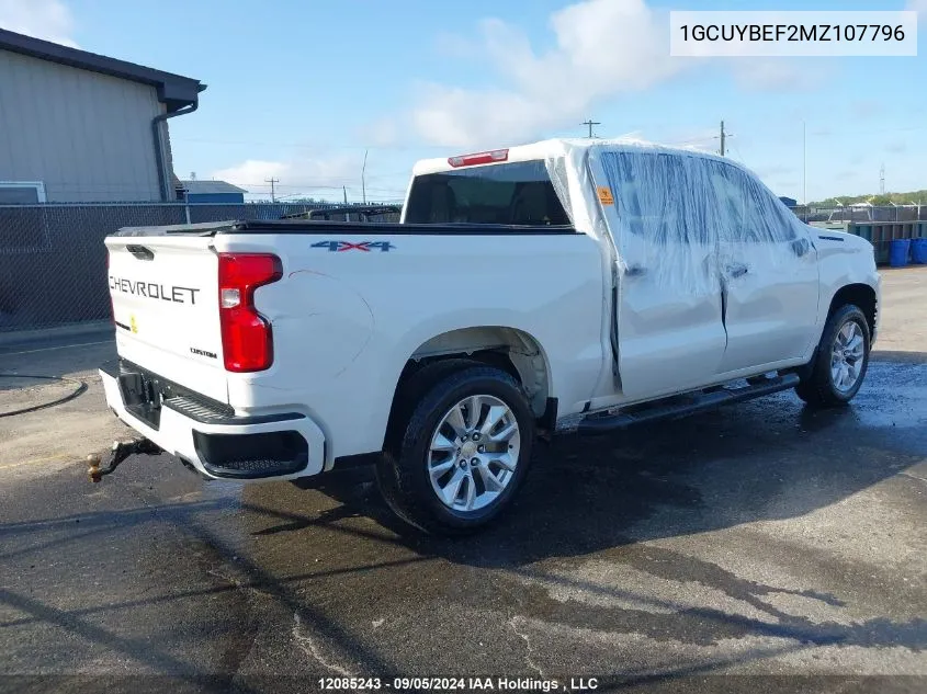 2021 Chevrolet Silverado 1500 VIN: 1GCUYBEF2MZ107796 Lot: 12085243