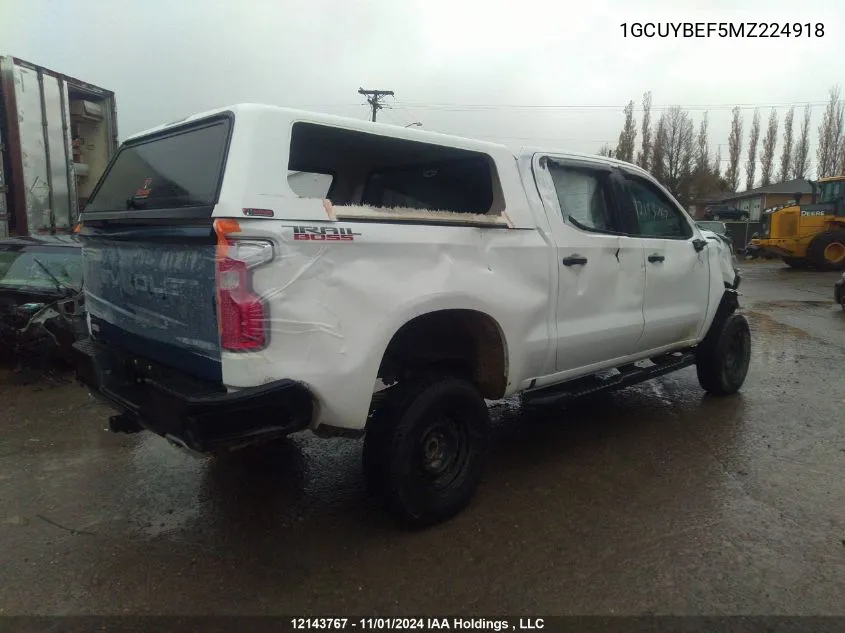 2021 Chevrolet Silverado 1500 VIN: 1GCUYBEF5MZ224918 Lot: 12143767