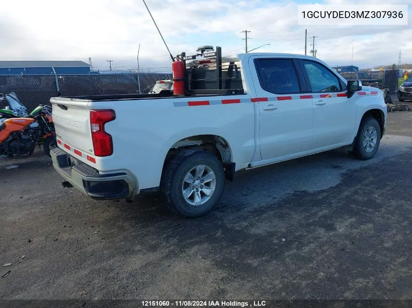 2021 Chevrolet Silverado K1500 Lt VIN: 1GCUYDED3MZ307936 Lot: 12151060