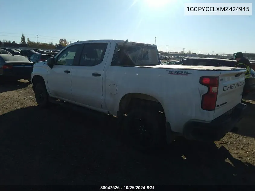 2021 Chevrolet Silverado K1500 Trail Boss Custom VIN: 1GCPYCELXMZ424945 Lot: 30047525