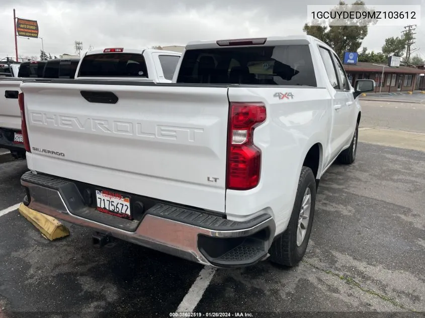 2021 Chevrolet Silverado 1500 4Wd Short Bed Lt VIN: 1GCUYDED9MZ103612 Lot: 38602519