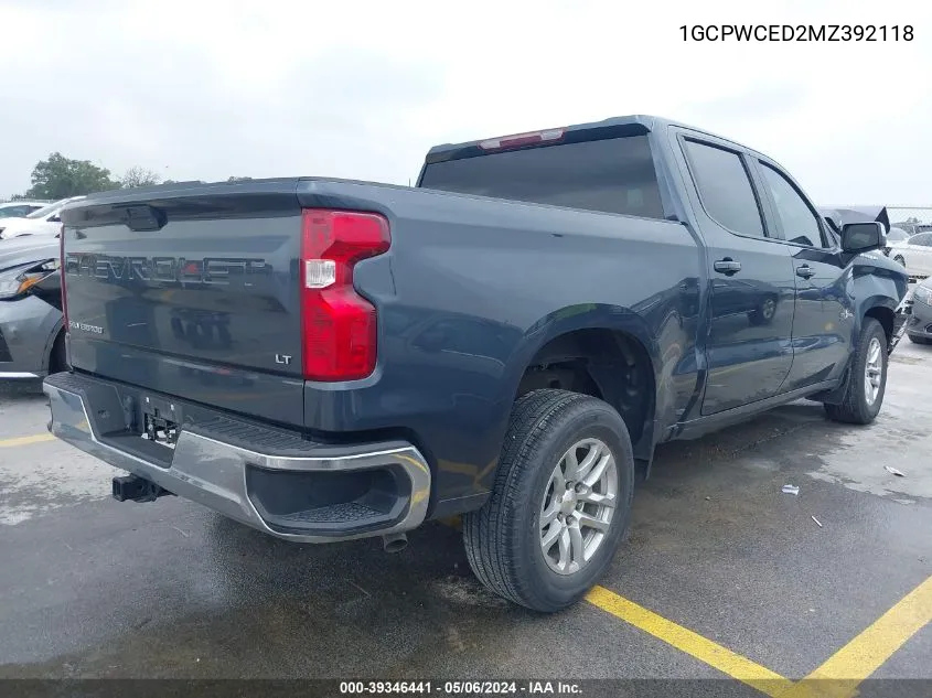 2021 Chevrolet Silverado 1500 2Wd Short Bed Lt VIN: 1GCPWCED2MZ392118 Lot: 39346441