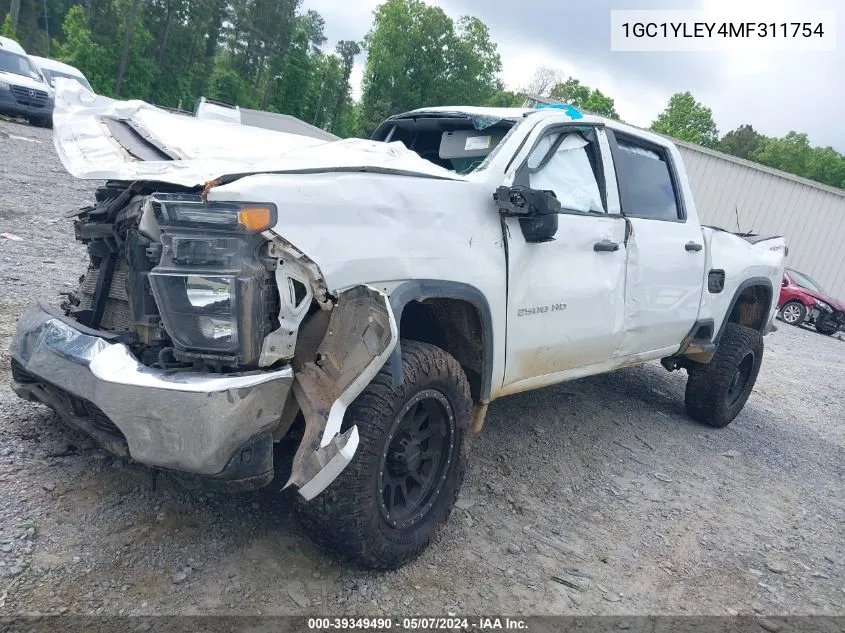 2021 Chevrolet Silverado 2500Hd 4Wd Standard Bed Wt VIN: 1GC1YLEY4MF311754 Lot: 39349490