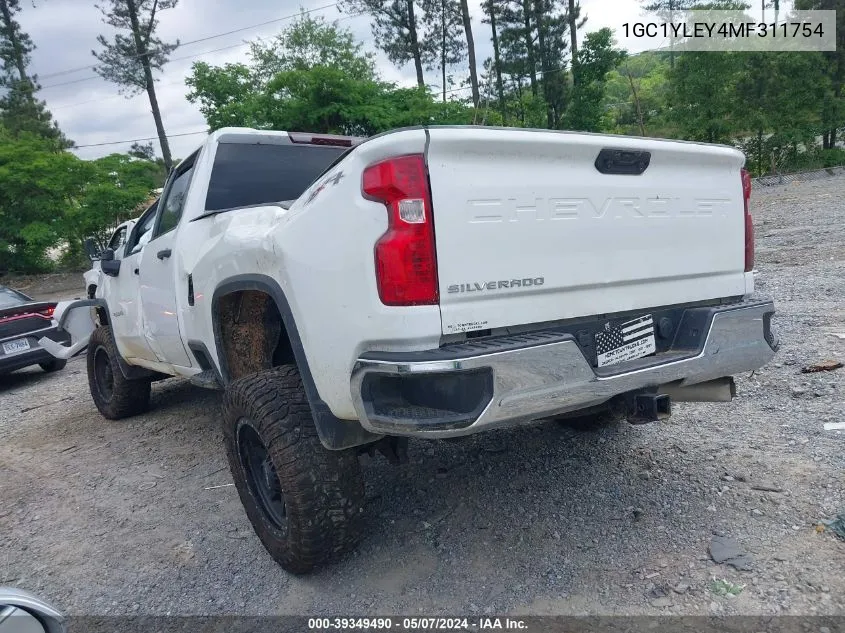 2021 Chevrolet Silverado 2500Hd 4Wd Standard Bed Wt VIN: 1GC1YLEY4MF311754 Lot: 39349490