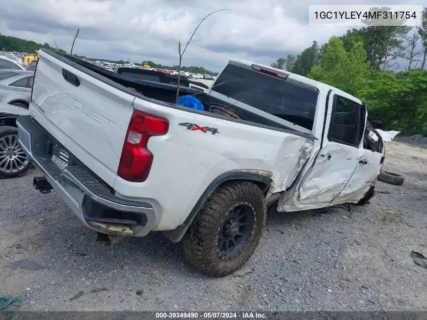 2021 Chevrolet Silverado 2500Hd 4Wd Standard Bed Wt VIN: 1GC1YLEY4MF311754 Lot: 39349490