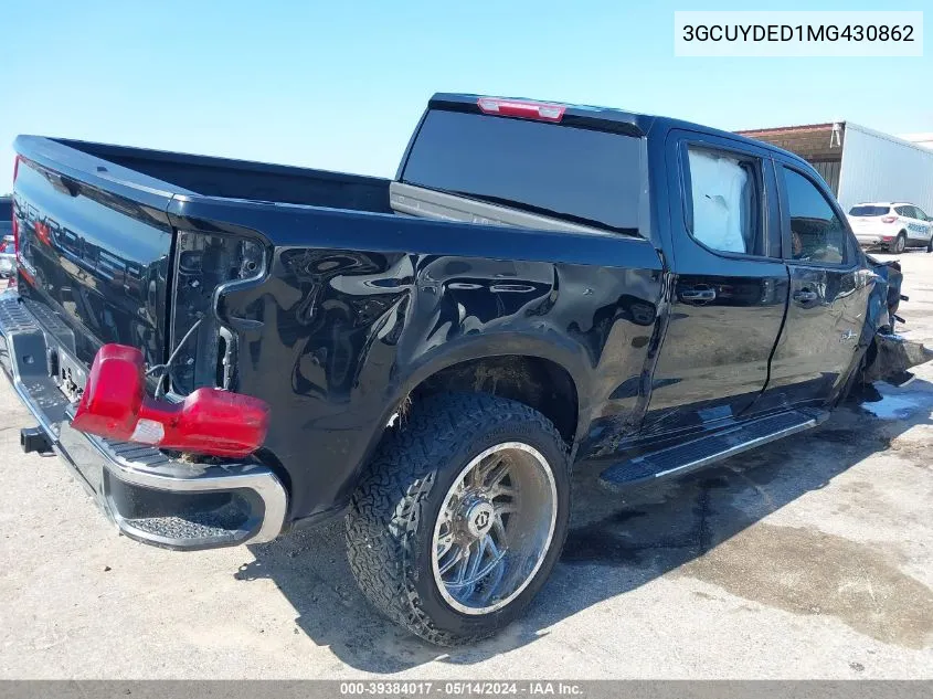 2021 Chevrolet Silverado 1500 VIN: 3GCUYDED1MG430862 Lot: 39384017