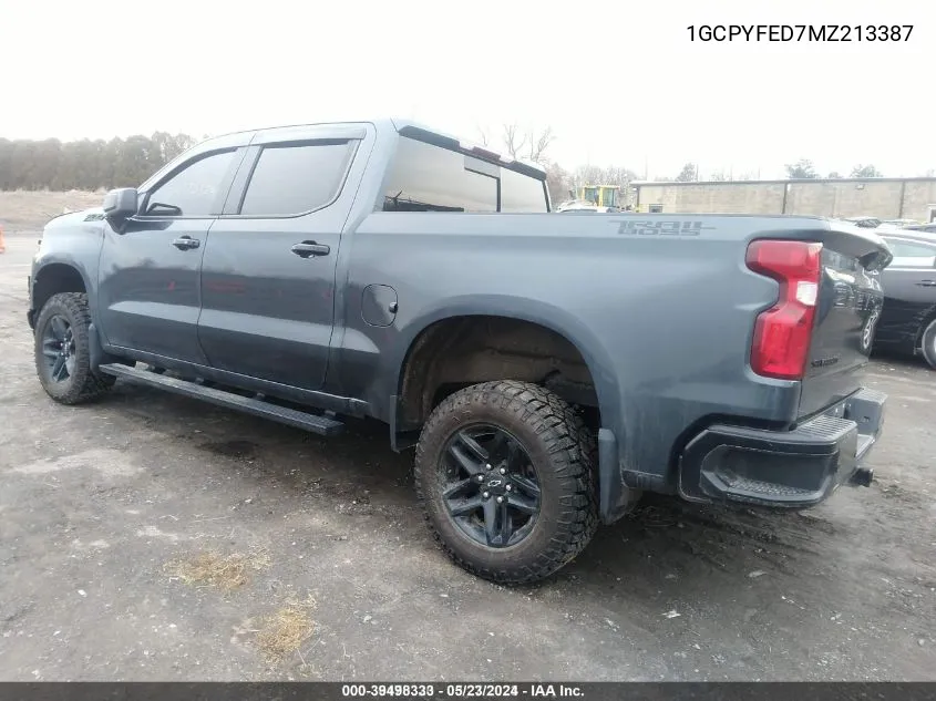 2021 Chevrolet Silverado 1500 4Wd Short Bed Lt Trail Boss VIN: 1GCPYFED7MZ213387 Lot: 39498333