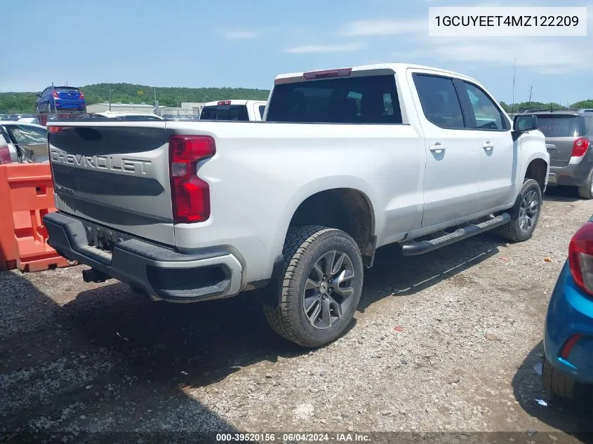 2021 Chevrolet Silverado 1500 4Wd Short Bed Rst/4Wd Standard Bed Rst VIN: 1GCUYEET4MZ122209 Lot: 39520156