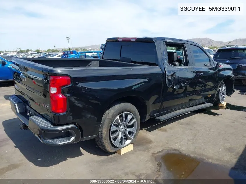 2021 Chevrolet Silverado 1500 4Wd Short Bed Rst VIN: 3GCUYEET5MG339011 Lot: 39530522