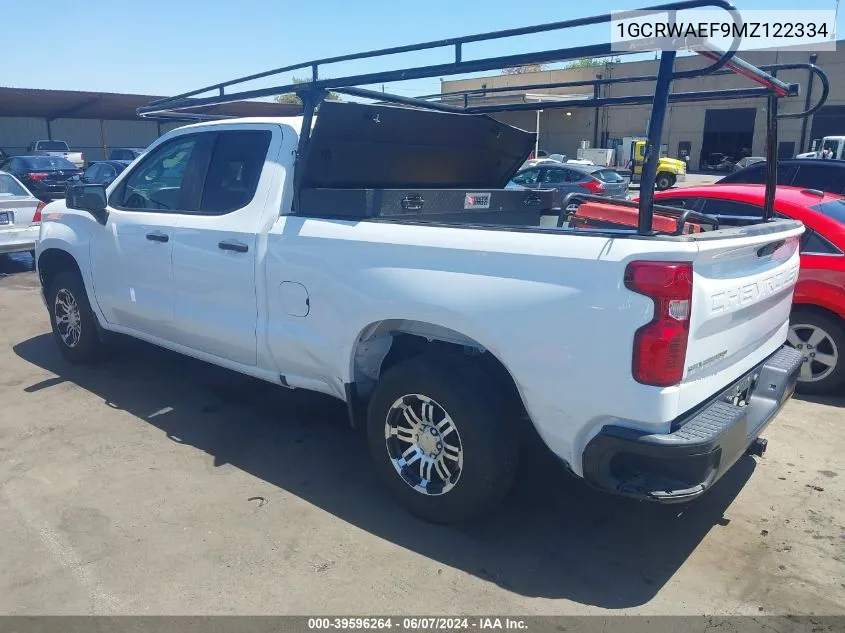 2021 Chevrolet Silverado 1500 2Wd Double Cab Standard Bed Wt VIN: 1GCRWAEF9MZ122334 Lot: 39596264