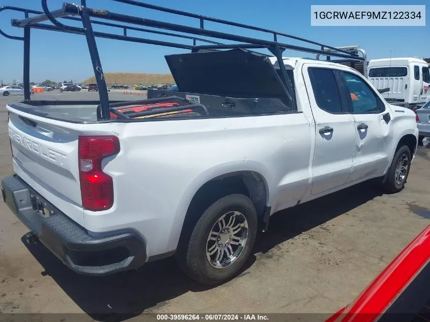 2021 Chevrolet Silverado 1500 2Wd Double Cab Standard Bed Wt VIN: 1GCRWAEF9MZ122334 Lot: 39596264