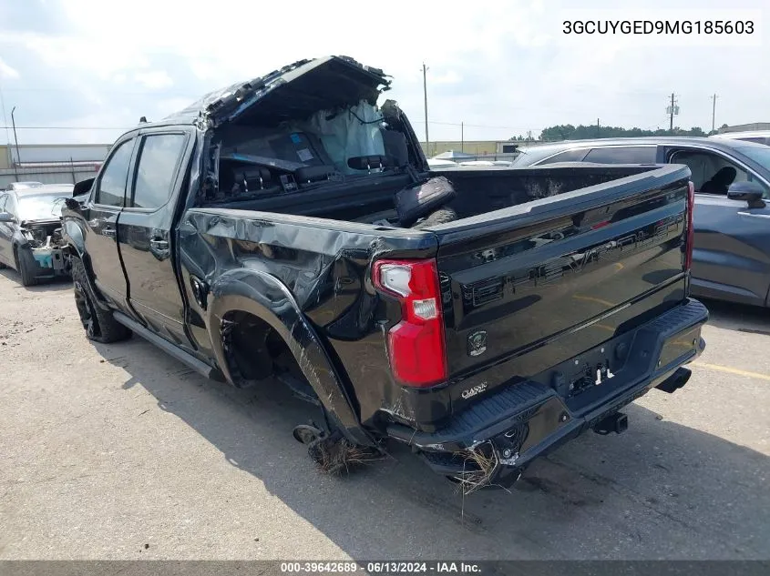 2021 Chevrolet Silverado 1500 4Wd Short Bed Ltz VIN: 3GCUYGED9MG185603 Lot: 39642689