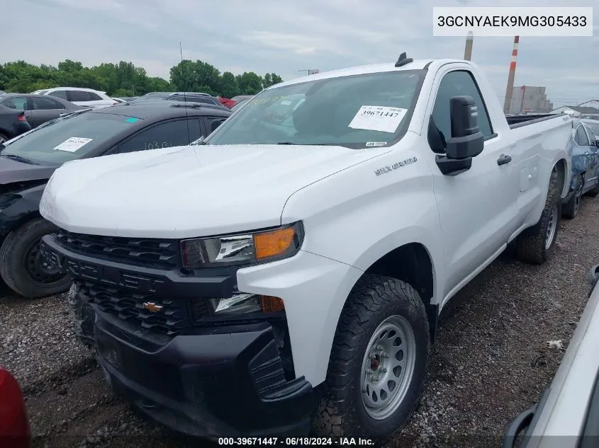 2021 Chevrolet Silverado 1500 4Wd Regular Cab Long Bed Wt VIN: 3GCNYAEK9MG305433 Lot: 39671447