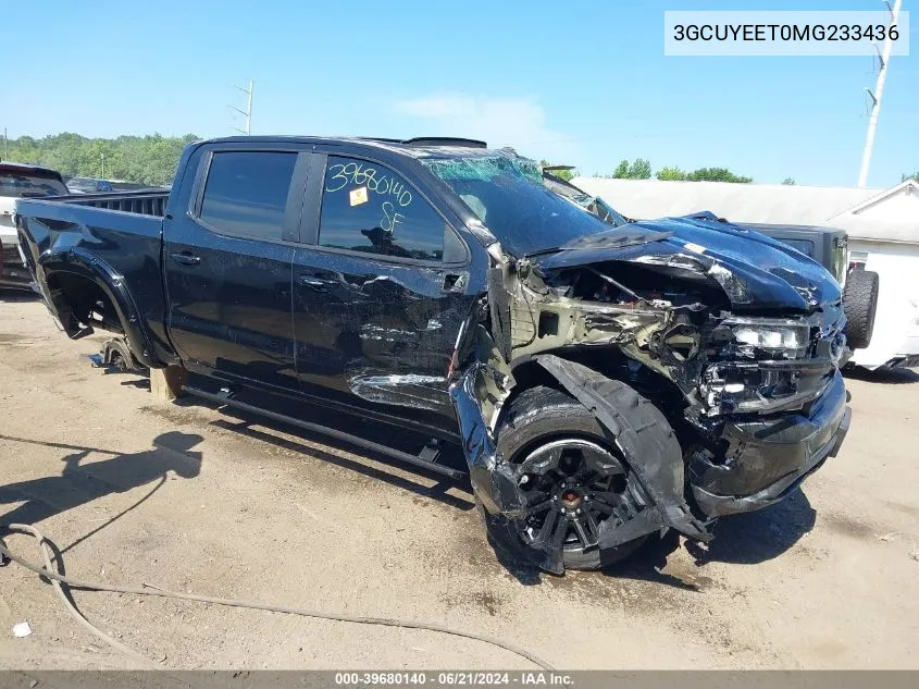 2021 Chevrolet Silverado 1500 4Wd Short Bed Rst VIN: 3GCUYEET0MG233436 Lot: 39680140