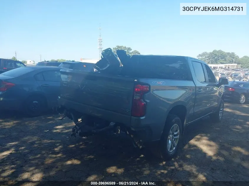 2021 Chevrolet Silverado 1500 4Wd Short Bed Lt With 2Fl VIN: 3GCPYJEK6MG314731 Lot: 39696589