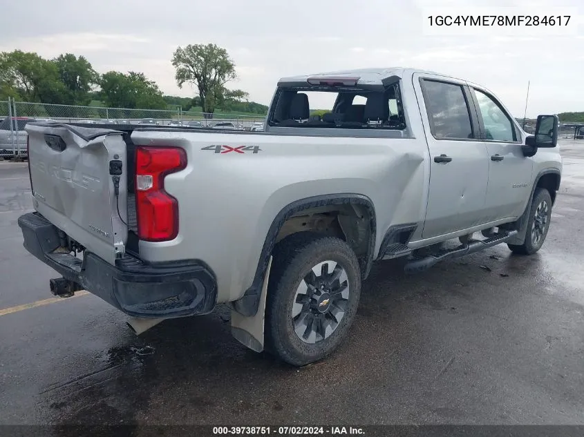 2021 Chevrolet Silverado 2500Hd 4Wd Standard Bed Custom VIN: 1GC4YME78MF284617 Lot: 39738751