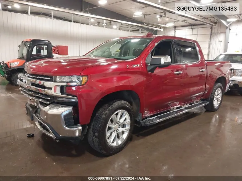 2021 Chevrolet Silverado 1500 4Wd Short Bed Ltz VIN: 3GCUYGEL7MG135483 Lot: 39807851