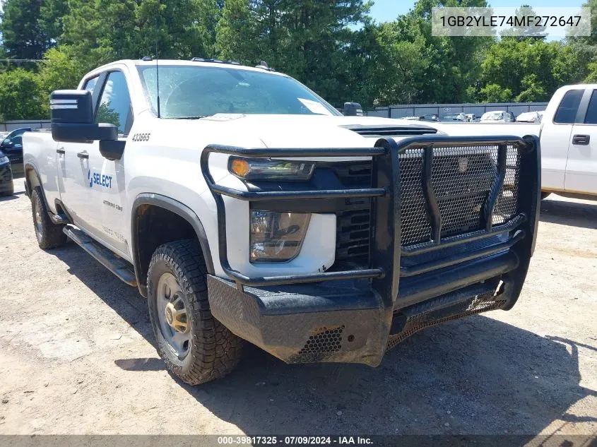 2021 Chevrolet Silverado 2500Hd 4Wd Double Cab Long Bed Wt VIN: 1GB2YLE74MF272647 Lot: 39817325