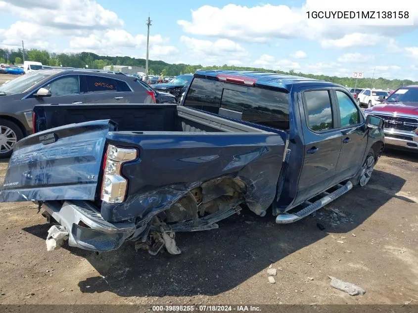 2021 Chevrolet Silverado 1500 4Wd Short Bed Lt VIN: 1GCUYDED1MZ138158 Lot: 39898255