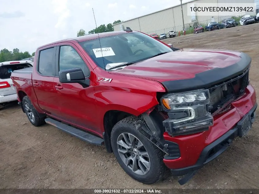 2021 Chevrolet Silverado 1500 4Wd Short Bed Rst VIN: 1GCUYEED0MZ139422 Lot: 39921632