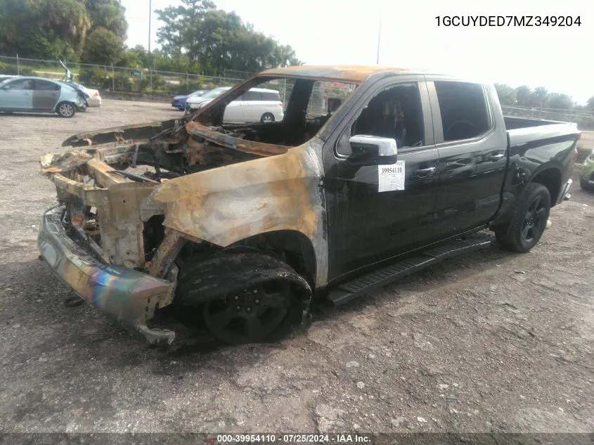 2021 Chevrolet Silverado 1500 4Wd Short Bed Lt VIN: 1GCUYDED7MZ349204 Lot: 39954110