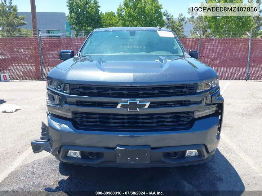 2021 Chevrolet Silverado 1500 2Wd Short Bed Rst VIN: 1GCPWDED8MZ407856 Lot: 39980316