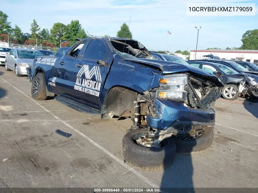 2021 Chevrolet Silverado 1500 4Wd Double Cab Standard Bed Custom VIN: 1GCRYBEHXMZ179059 Lot: 39986448