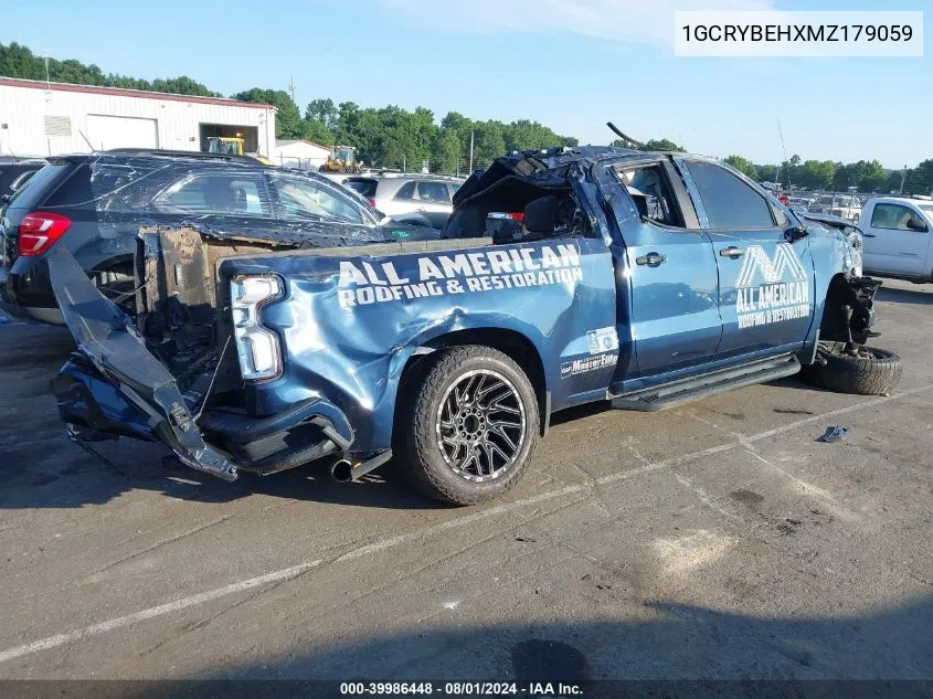 2021 Chevrolet Silverado 1500 4Wd Double Cab Standard Bed Custom VIN: 1GCRYBEHXMZ179059 Lot: 39986448