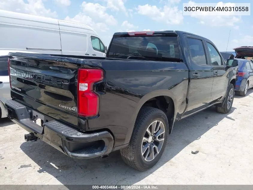 2021 Chevrolet Silverado 1500 2Wd Short Bed Custom VIN: 3GCPWBEK4MG310558 Lot: 40034664