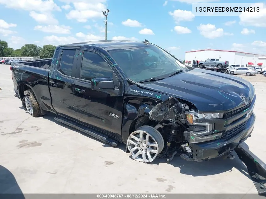 2021 Chevrolet Silverado 1500 4Wd Double Cab Standard Bed Rst VIN: 1GCRYEED8MZ214213 Lot: 40048767